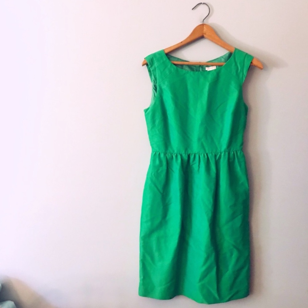 J.Crew Kelly Green Cotton and Silk Daybreak Dress